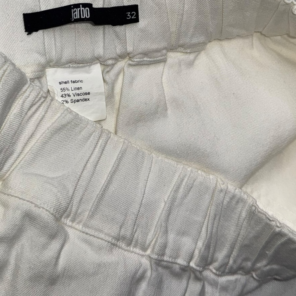 Jarbo Linen-Blend Pull-On Pants – White Slim Straight Leg, Minimalist Luxe - Picture 5 of 5